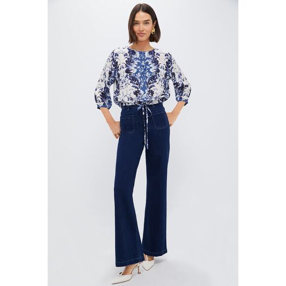 TUCKERNUCK Indigo Reflection Kennedi Tie Blouse Size M NWT - Picture 4 of 8